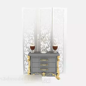 Gray Decorative Partition Cabinet Furniture 3d model