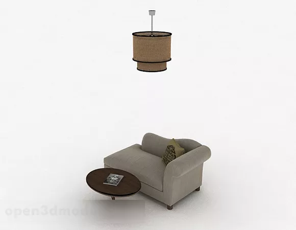 Gray Fabric Single Sofa 3d model Gray Fabric Single Sofa 3d model