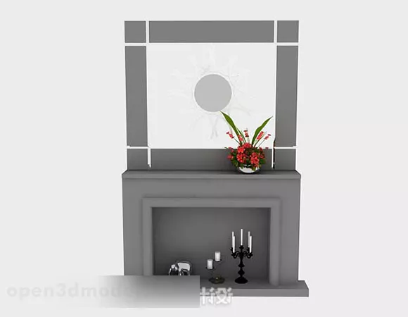 Gray Color Fireplace 3d model Gray Color Fireplace 3d model