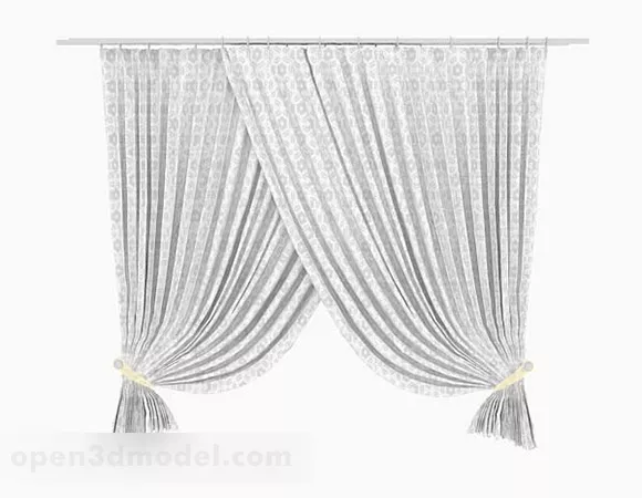 Gray Flowers Home Curtains 3d model Gray Flowers Home Curtains 3d model