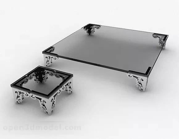 Gray Glass Coffee Table Combination 3d model Gray Glass Coffee Table Combination 3d model