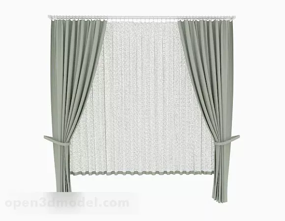 Gray-green Minimalist Curtains 3d model Gray-green Minimalist Curtains 3d model