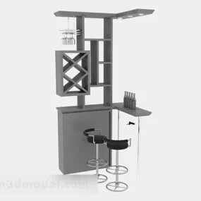 Gray Paint Home Bar Furniture 3d model