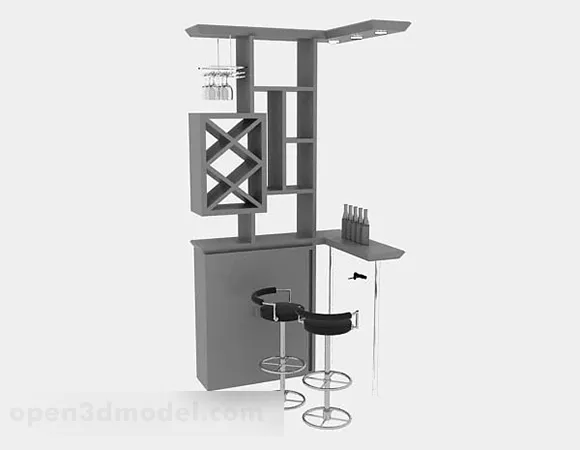 Gray Paint Home Bar Furniture 3d model Gray Paint Home Bar Furniture 3d model