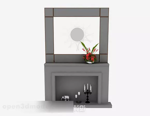 Gray Minimalist Fireplace 3d model Gray Minimalist Fireplace 3d model