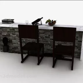 Gray Minimalistic Bar Counter 3d model