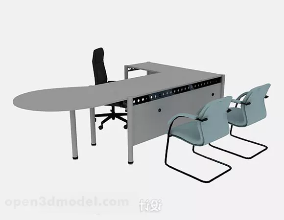 Office Desk Chair Working Set 3d model Office Desk Chair Working Set 3d model