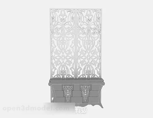 Screen Partition With Flower Pot Decoration 3d model
