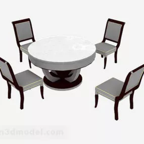 Round Dining Table With Chair 3d model