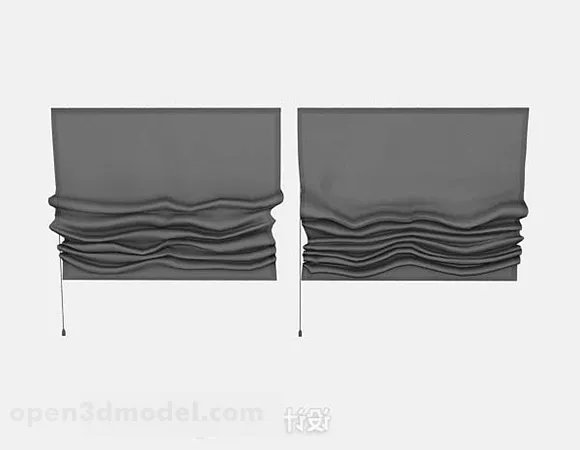 Gray Simple Curtain 3d model Gray Simple Curtain 3d model