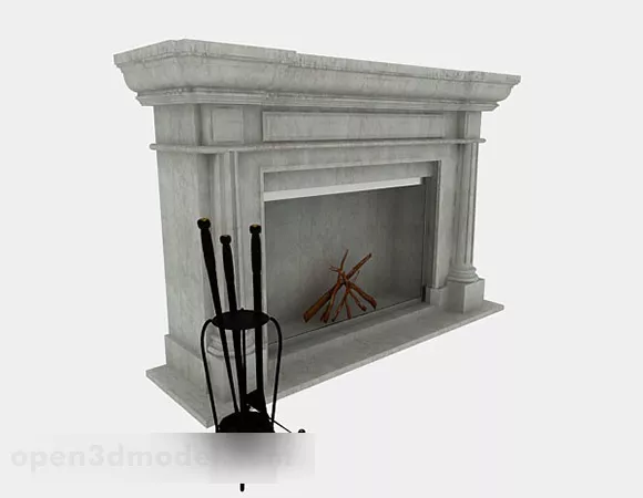 Gray Simple Fireplace 3d model Gray Simple Fireplace 3d model