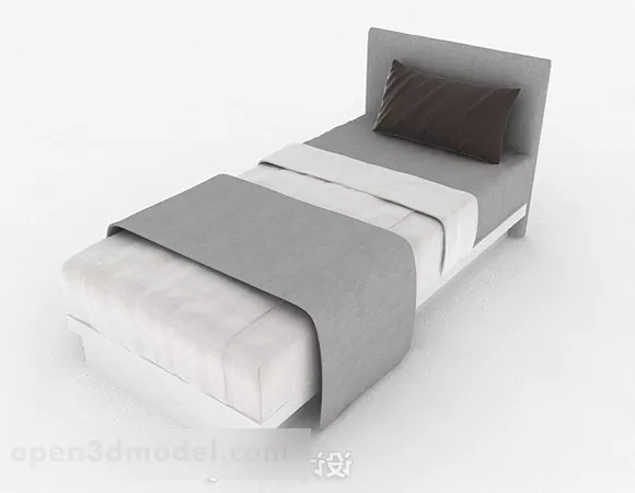 Gray Simple Single Bed Combination 3d model Gray Simple Single Bed Combination 3d model