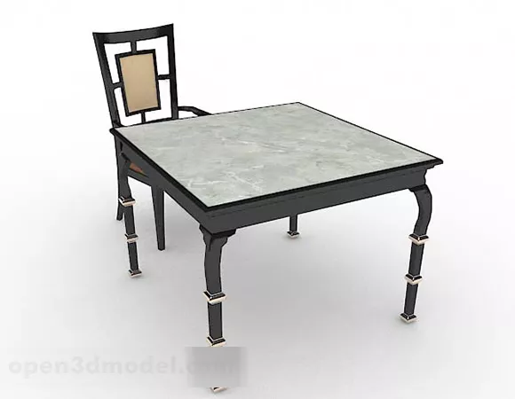 Gray Square Dining Table And Chair 3d model Gray Square Dining Table And Chair 3d model
