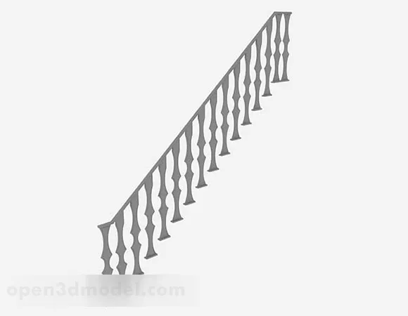 Indoor Staircase With Handrail 3d model
