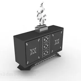 Gray Wooden Office Cabinet 3d model