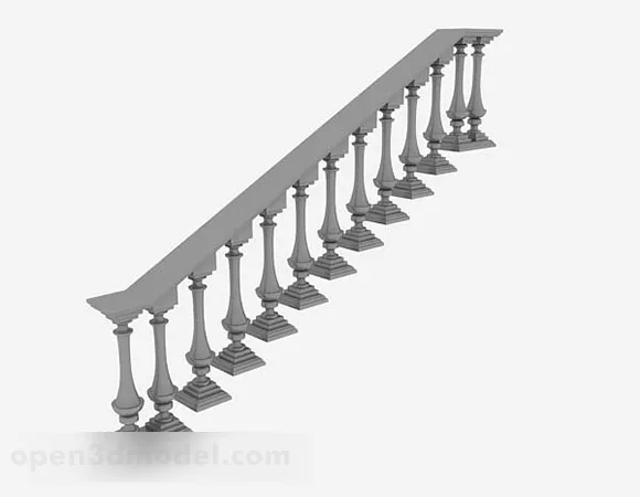 Antique Gray Wooden Railing 3d model Antique Gray Wooden Railing 3d model