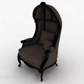 Gray Wooden Single Sofa 3d model