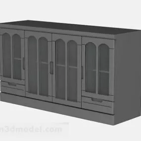 Gray Wooden Wardrobe 3d model