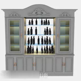 Gray Wooden Wine Cooler Cabinet 3d model