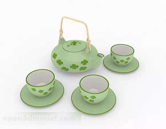 Green Ceramic Tea Set 3d model Green Ceramic Tea Set 3d model