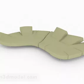 Creative Multi-seats Sofa Green Design 3d model