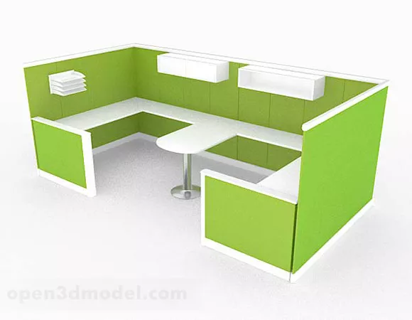 Green Double Office Desk 3d model Green Double Office Desk 3d model