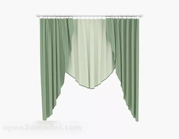 Green Fresh Home Double Curtain 3d model Green Fresh Home Double Curtain 3d model