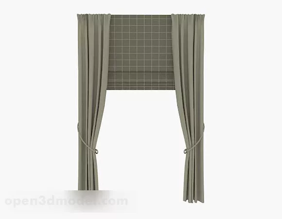 Green Minimalist Home Curtains 3d model Green Minimalist Home Curtains 3d model