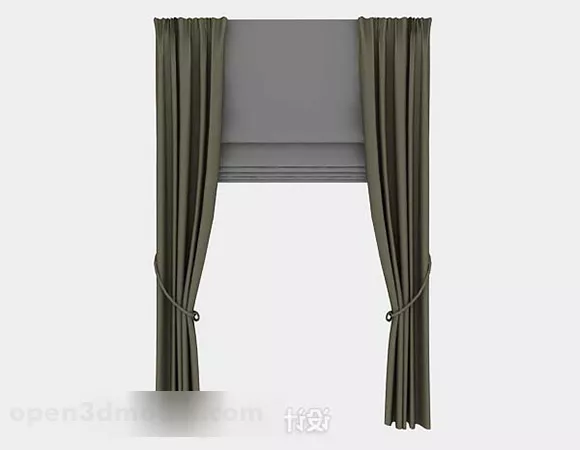 Green Minimalistic Curtain Design 3d model Green Minimalistic Curtain Design 3d model