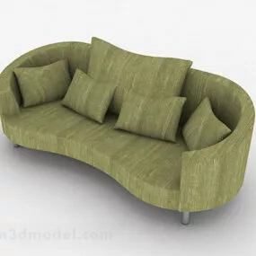 Green Simple Casual Double Sofa Design 3d model