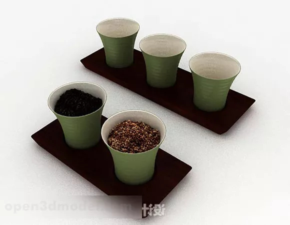 Green Simple Tea Set 3d model Green Simple Tea Set 3d model