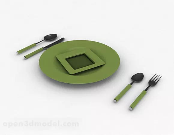 Green Tableware 3d model Green Tableware 3d model