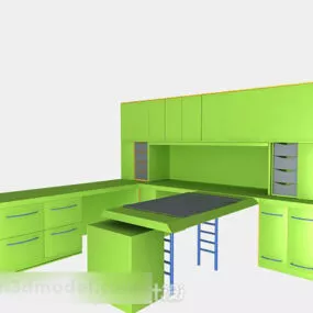Green Wardrobe Design 3d model