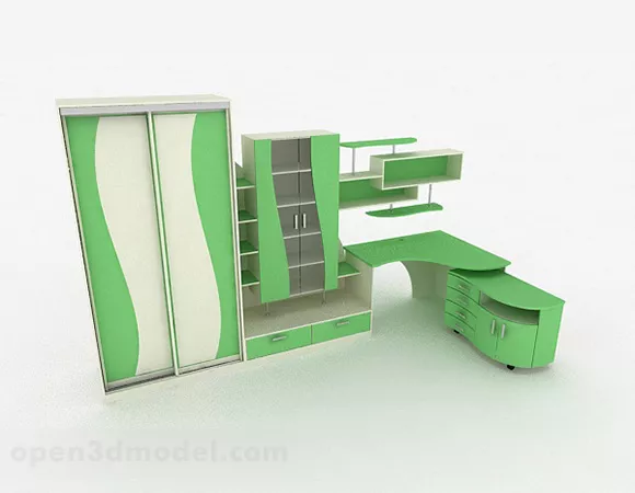 Green Wardrobe Combination 3d model Green Wardrobe Combination 3d model