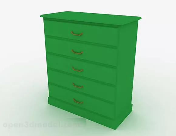 Green Wooden Office Cabinet 3d model Green Wooden Office Cabinet 3d model