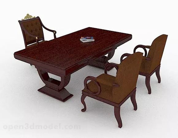 High-end Retro Wooden Desk And Chair 3d model High-end Retro Wooden Desk And Chair 3d model
