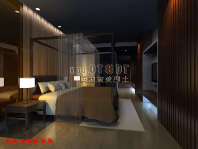 Hotel Bedroom Space Poster Bed Interior 3d model Hotel Bedroom Space Poster Bed Interior 3d model
