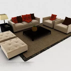 Home Beige Wooden Sofa 3d model