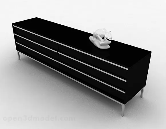 Home Black Tv Cabinet 3d model Home Black Tv Cabinet 3d model
