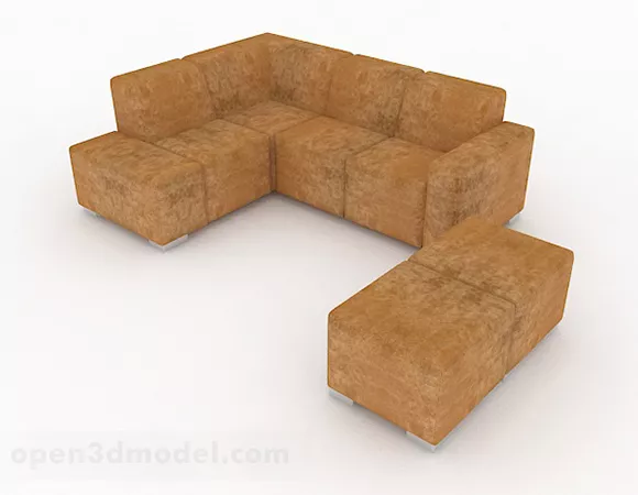 Home Brown Minimalist Multiseater Sofa 3d model Home Brown Minimalist Multiseater Sofa 3d model