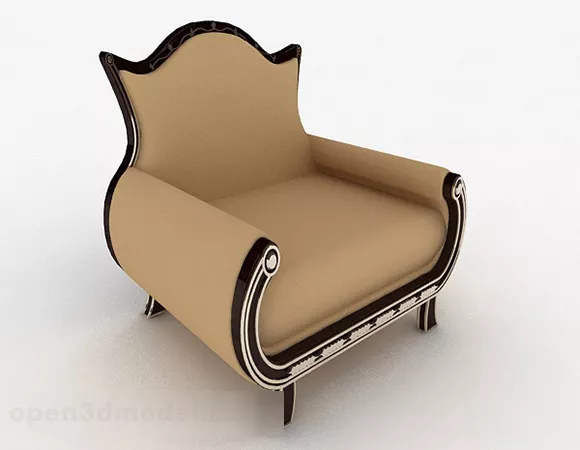 Classic Home Brown Single Sofa 3d model Classic Home Brown Single Sofa 3d model