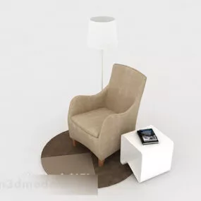 Home Brown Wooden Simple Single Sofa 3d model