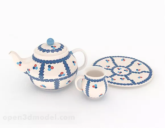 Home Ceramic Tea Set 3d model Home Ceramic Tea Set 3d model