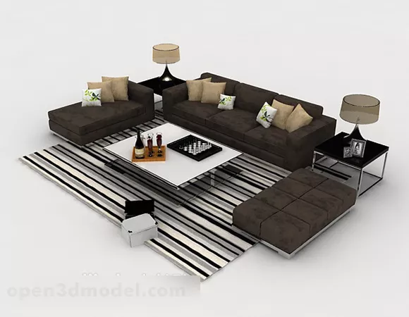 Home Dark Brown Combination Sofa 3d model Home Dark Brown Combination Sofa 3d model