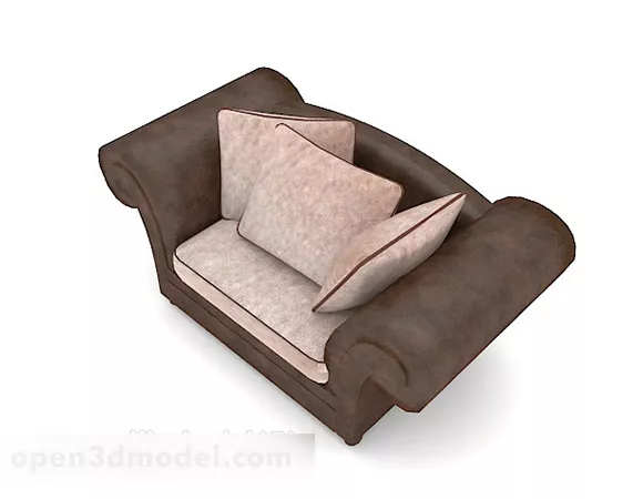 Home Dark Brown Single Sofa 3d model Home Dark Brown Single Sofa 3d model