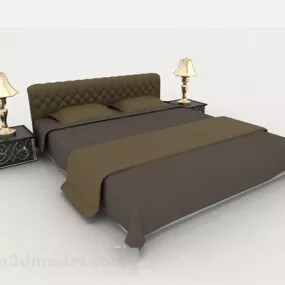 Home Dark Gray Simple Double Bed 3d model