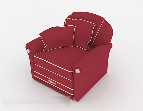 Home Dark Red Single Sofa 3d model Home Dark Red Single Sofa 3d model