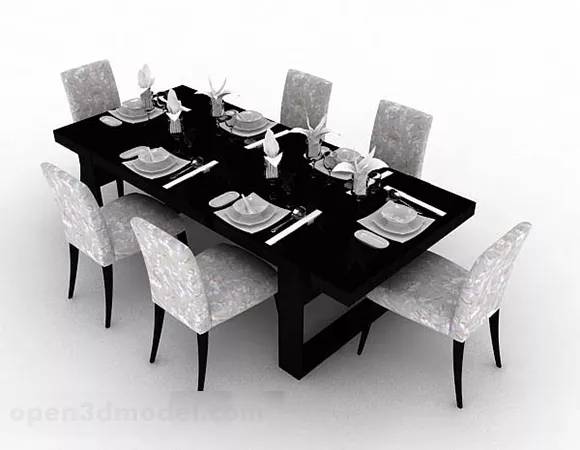 Home Dining Table Chair Set 3d model Home Dining Table Chair Set 3d model