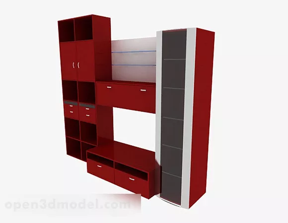 Home Fashion Red Tv Cabinet 3d model Home Fashion Red Tv Cabinet 3d model