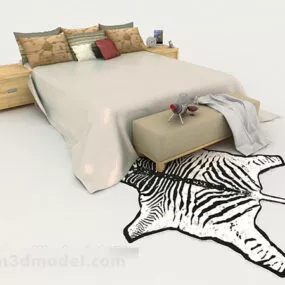 Home Gray Minimalist Double Bed 3d model